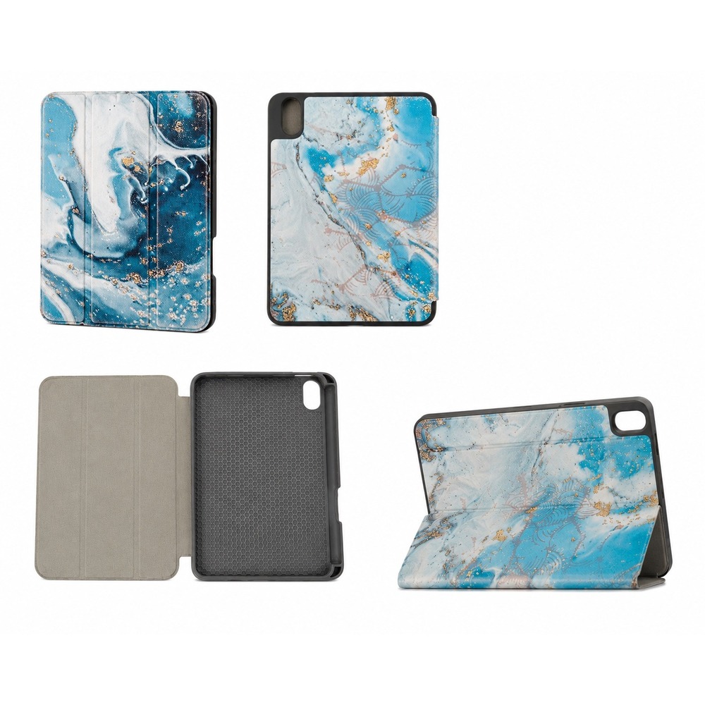 Blue Marble Gold Folio iPad mini 4 /5 Tri-Fold Stand Cover pencil holder 105-11